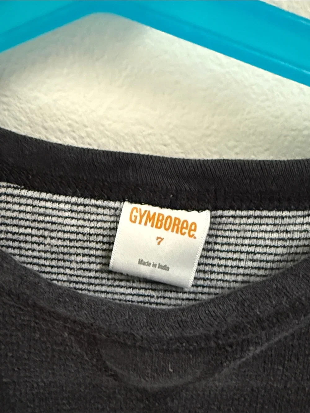 Gymboree Navy Everyday Raglan Waffle with Gray Striped Sleeves